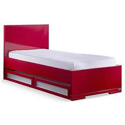 Red Single Bed With Drawers